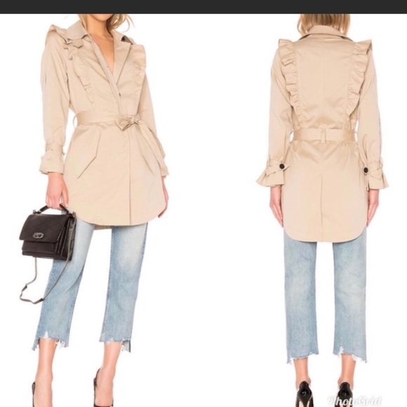 Joie Jackets & Blazers - Joie Gila Ruffle Trenchcoat in Sand EUC